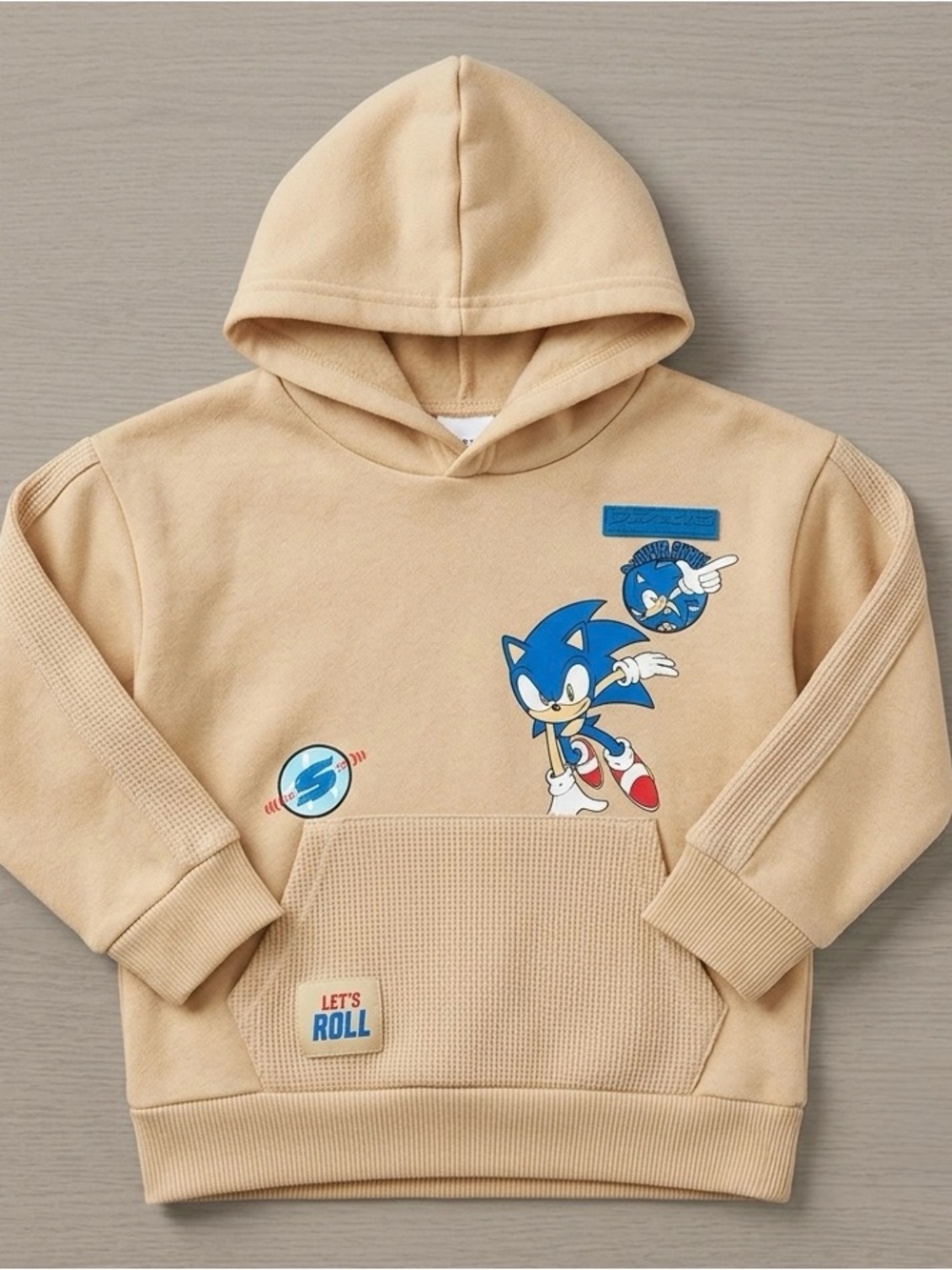 Sonic The Hedgehog Hoodie Youth Size 5 Beige Pullover Licensed SEGA Sweatshirt
